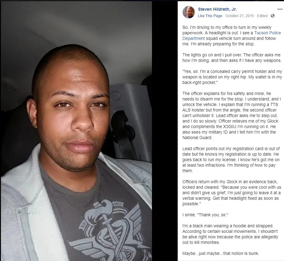Man gets stopped by cops and his Facebook post about it goes viral