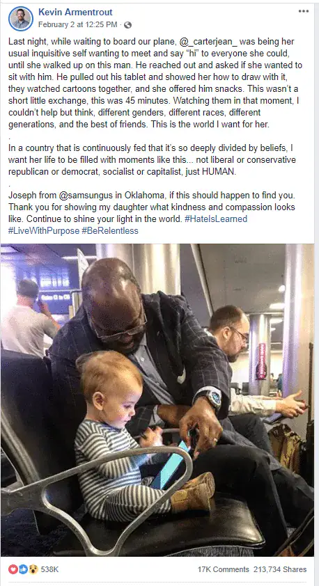 Stranger makes friends with toddler at airport, dad responds with powerful post that goes viral