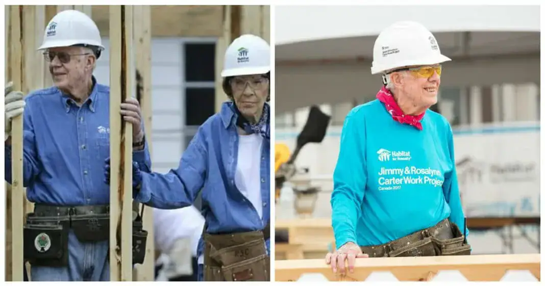 94-year-old Jimmy Carter returns to building homes with Habitat for Humanity after breaking hip