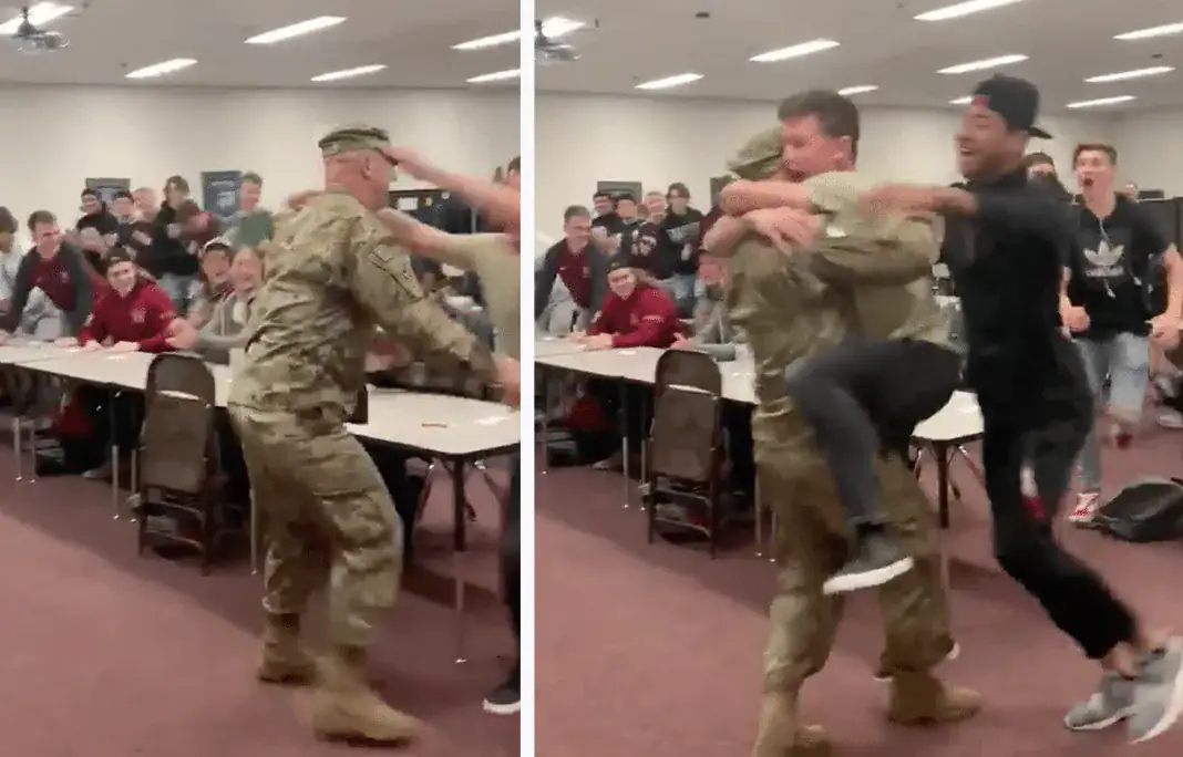 Students think a guest speaker is coming to class, then lose it when they see coach in uniform