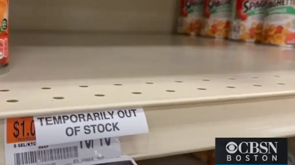 Store shelves are empty of SpaghettiOs