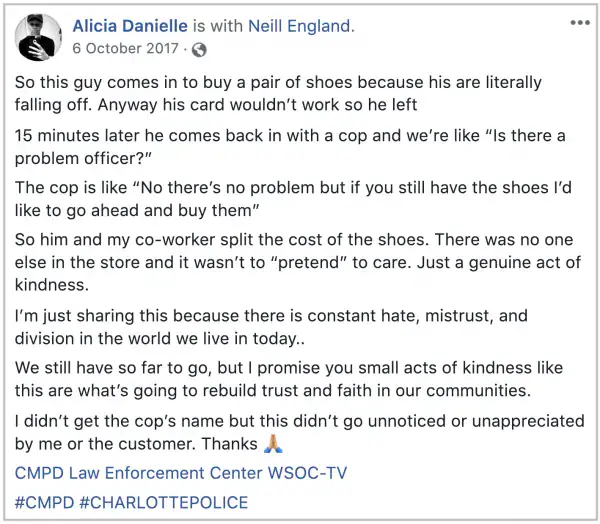 Man’s card gets declined at store, so cop returns with him to buy the same shoes