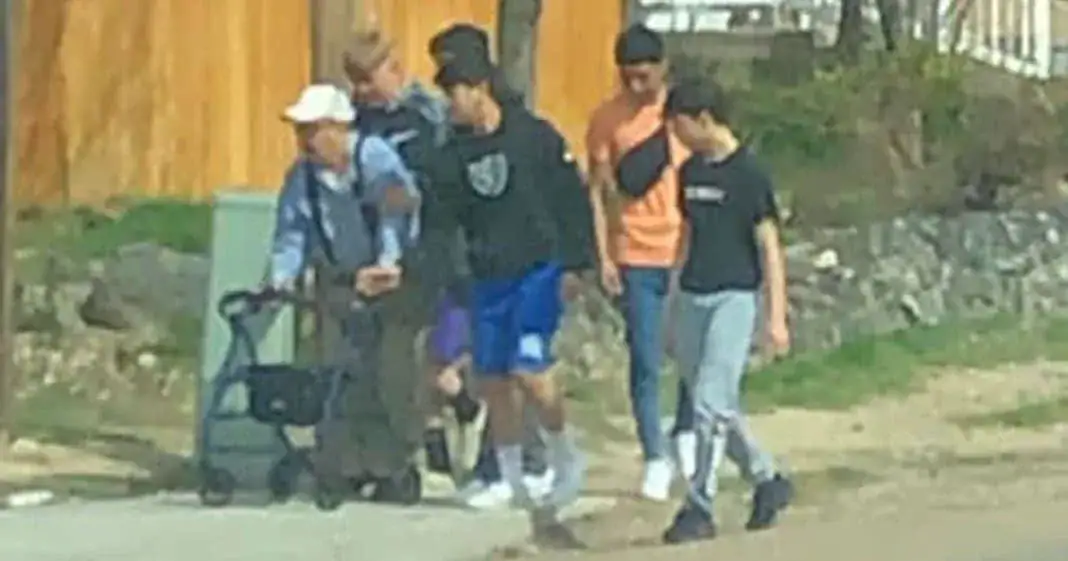 Group of teen boys help fallen elderly men when they thought no one was watching