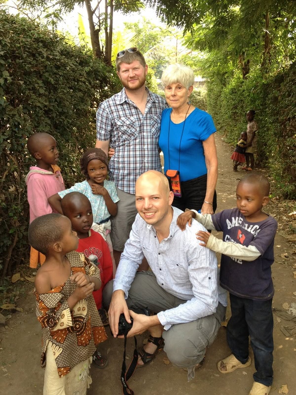 Heshie with some of the kids in Africa