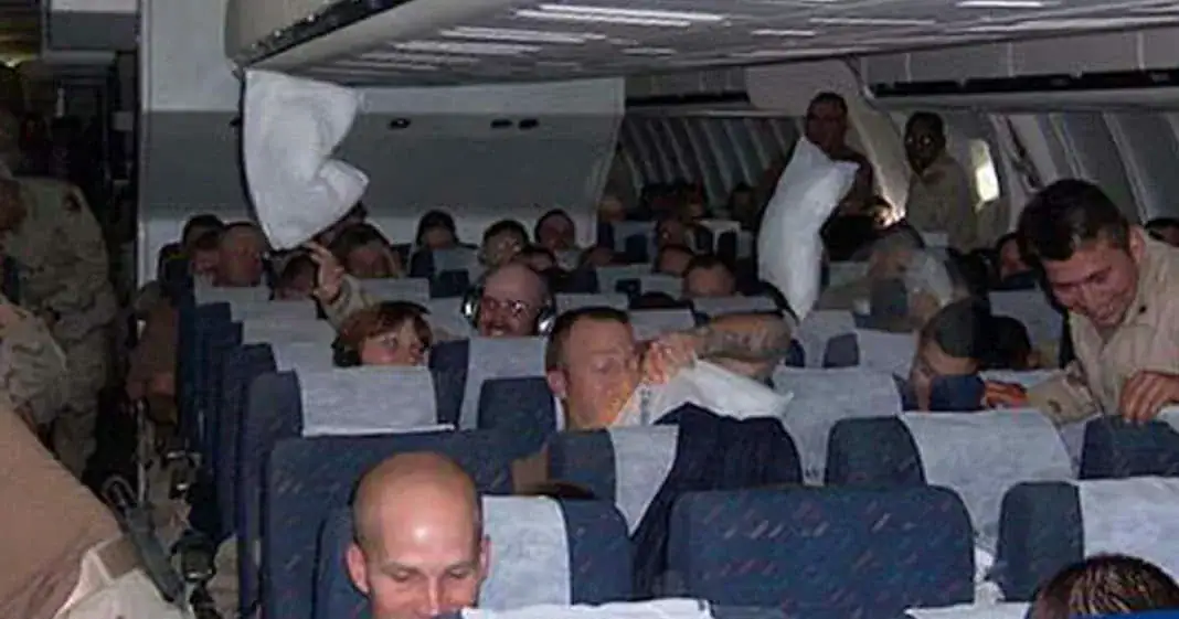Man overhears two soldiers whispering on the plane, gets to flight attendant as fast as he can
