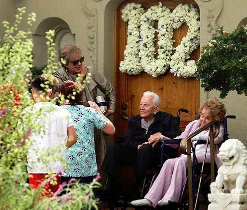 Kirk Douglas celebrates 102nd birthday with beloved wife Anne Buydens, 99, by his side