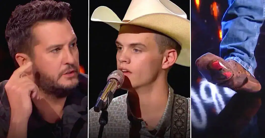 Luke Bryan takes the boots off his own feet after noticing holes in 19-year-old singer’s shoes