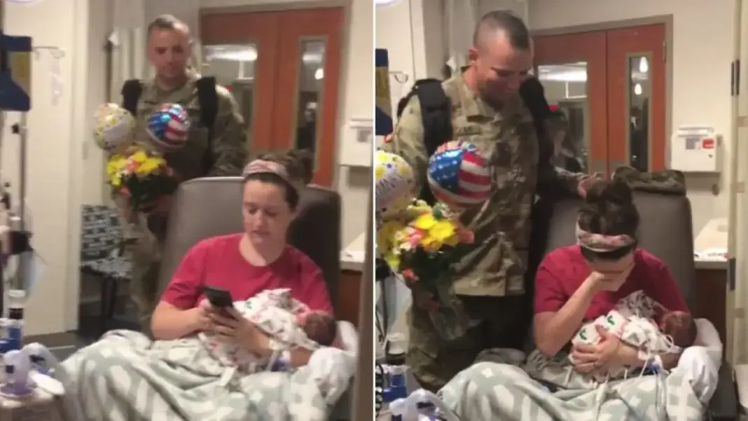 Mom gives birth to twins alone in hospital, 12 days later Army husband sneaks into NICU