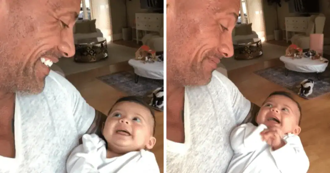 Dwayne Johnson starts conversation with 3-month-old daughter and her response is melting hearts