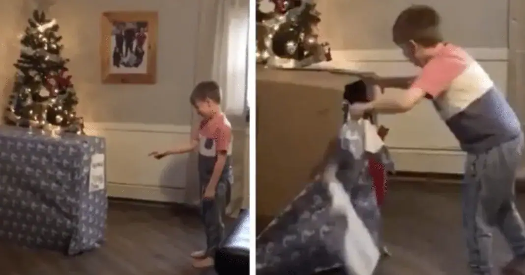 Soldier’s young son opens giant box – finds ‘the only Christmas gift he asked for’ hiding inside