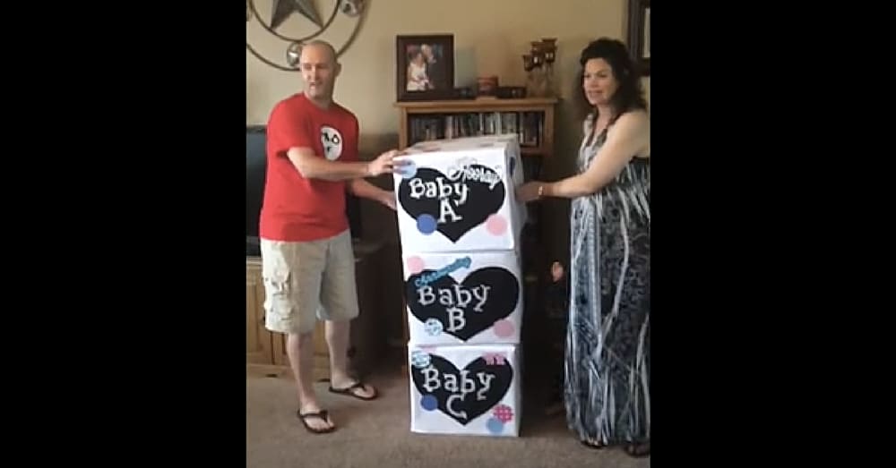 Parents Get Ready For Triplet Gender Reveal. But Wait Till You See Who Darts Across Screen