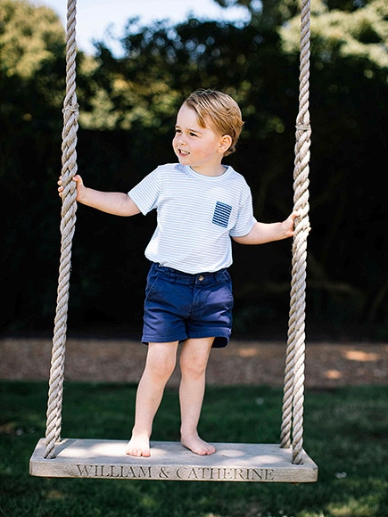 Recent but undated handout photo issued on Friday July 22, 2016 by William and Kate, the Duke and Duchess of Cambridge, of Britain's Prince George at Sandringham in Norfolk, England, who celebrates his third birthday on July 22. (Matt Porteous/Handout via AP)