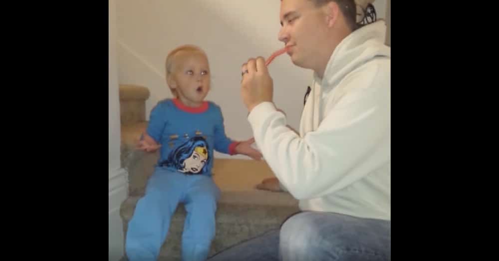 Dad Pretends To Eat Toy Bug In Front Of Toddler. Her Reaction? Priceless!