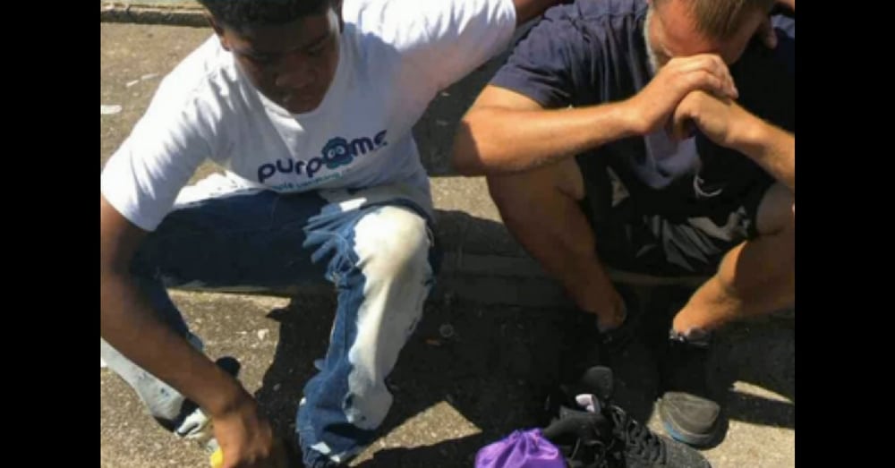 Photo Of Teen Giving Homeless Man Shoes Goes Viral, But Story Behind It Is Even More Inspiring