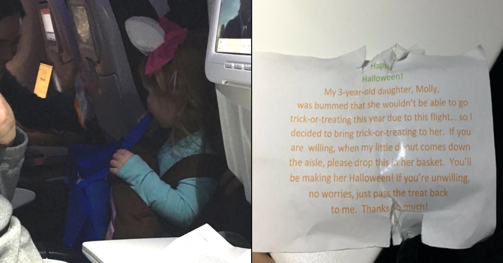 Awesome Dad Hands Out Candy To Passengers So 3-Year-Old Can Trick-Or-Treat On Plane