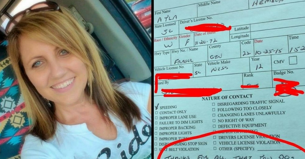 Mom Gets Pulled Over For Speeding. What Cop Writes On Bottom Of Ticket Leaves Her Speechless
