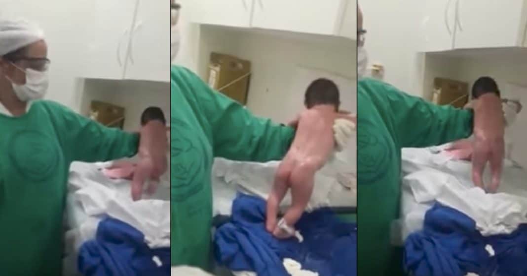 Nurse Tries To Clean Up Newborn, Seconds Later Baby Starts ‘Running’ Away