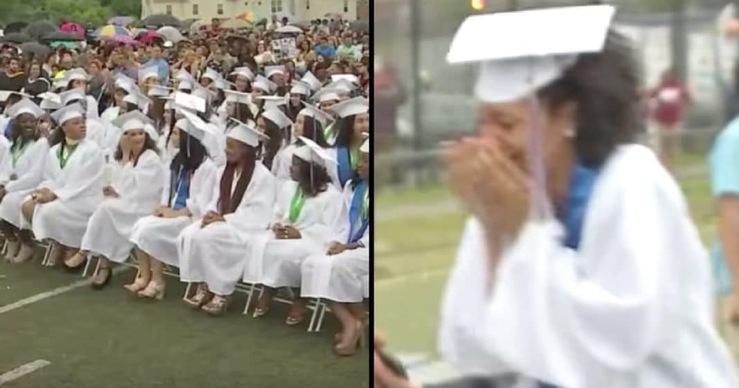 Teen Crosses Stage To Get Diploma, But Breaks Down In Tears When She Sees Who’s Holding It