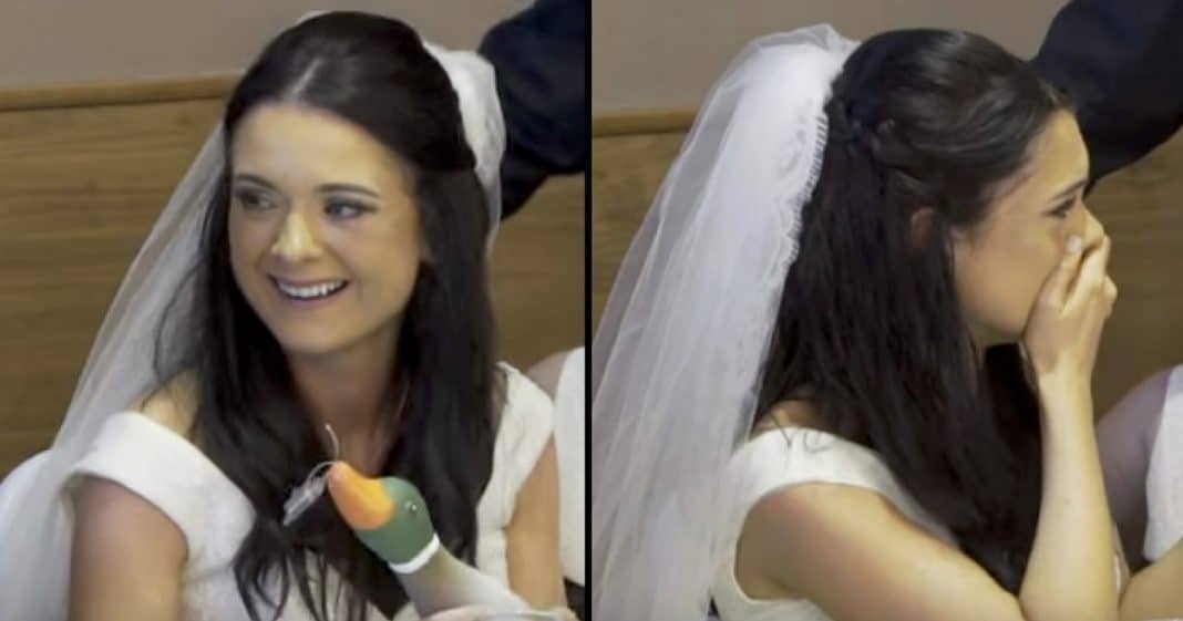 Bride Confused When He Hands Her Rubber Duck, But What Comes Through Door Next Leaves Her In Tears