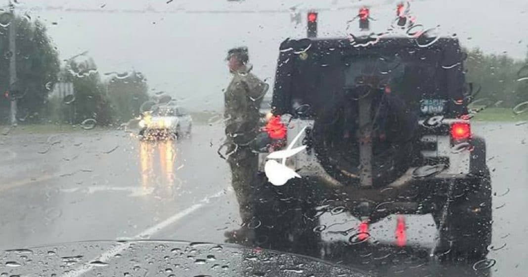 Soldier Stands At Attention In Pouring Rain. When She Sees Why She Breaks Down In Tears