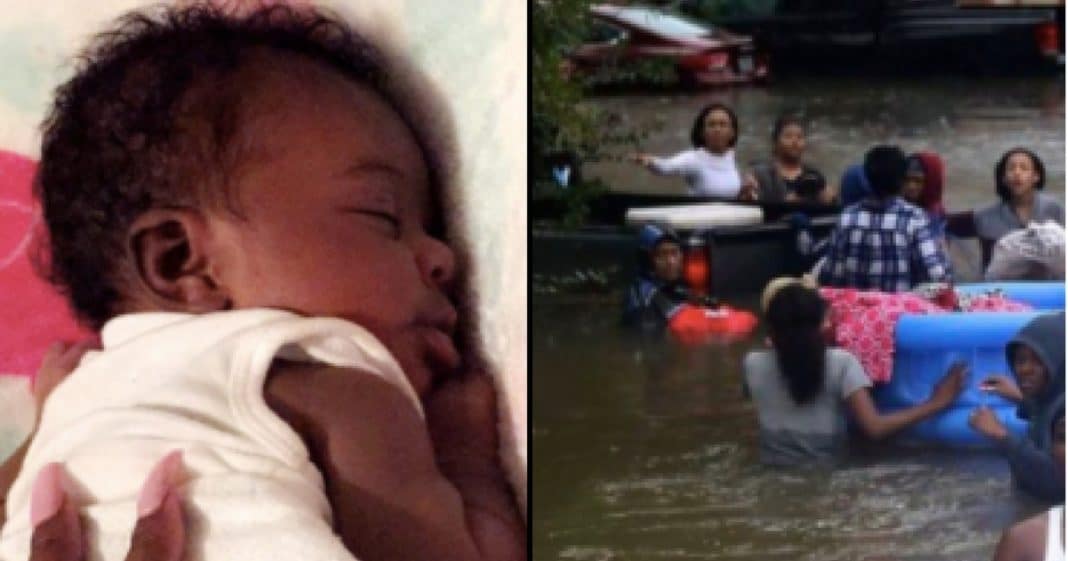 Mom Panics As Flood Rises Around Newborn. Gets Message From Stranger, Knows It’s A Miracle