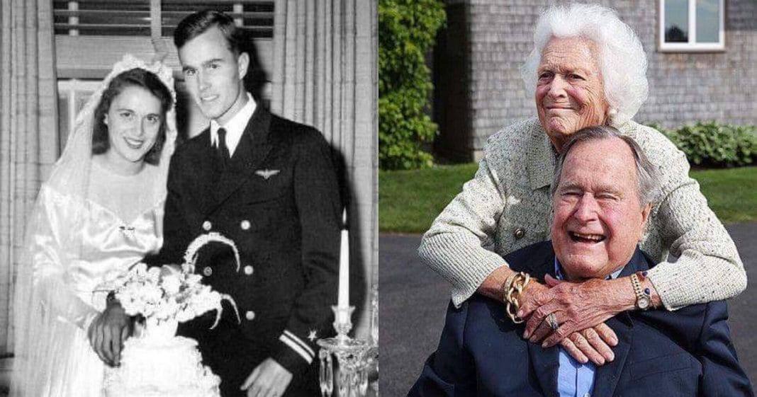 94-year-old former President George H. W. Bush and his wife, 92-year-old Ba...