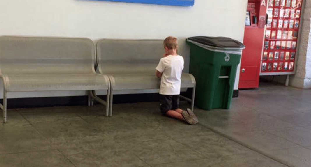 Mom Finds Young Son Kneeling At Walmart, Looks At Sign Above Him And Immediately Knows Why