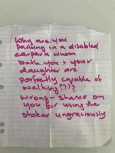 Note left on car in Queensland