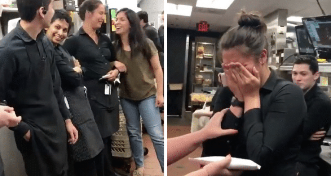 Coworkers Line-Up And Tell Employee 10 Words That Leave Her In Tears, Then They Show Her Envelope