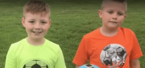 Caleb and his friend at soccer practice