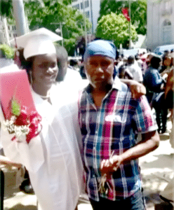 Frederick Waring and his daughter on graduation day