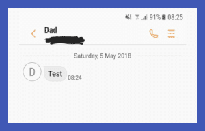 The text message Stephen got from his Dad's phone.