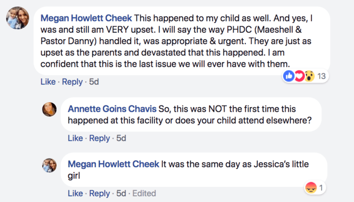 Another parent comes forward on Facebook