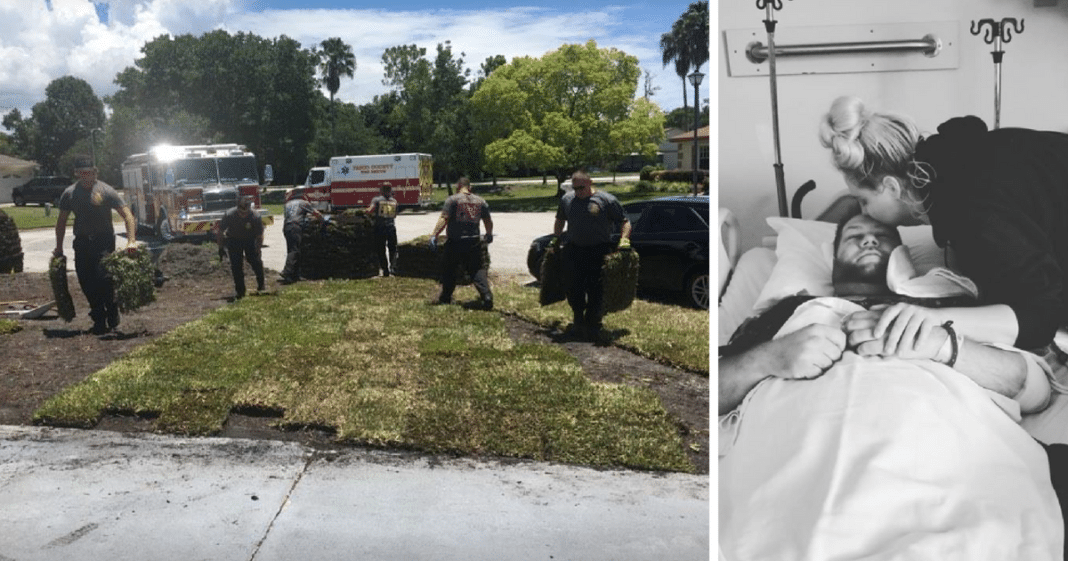 Dad Suffers Heart Attack While Working In Yard. After Saving His Life, Firefighters Return To Finish The Job