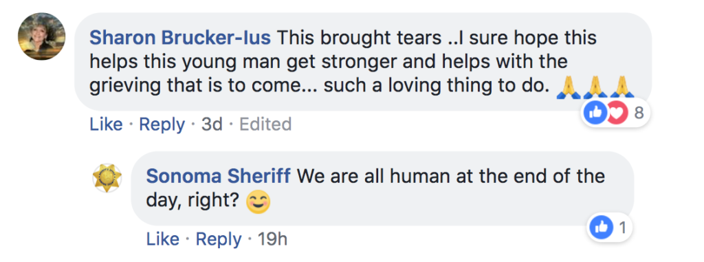 Sonoma Sheriff's Department comments on Facebook