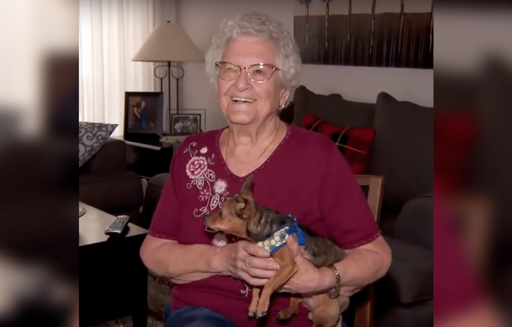 Mary Watkins and her chihuahua