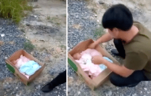 Baby found in box in Hechi city