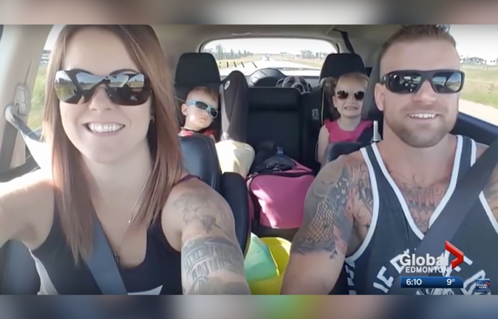 Brent and Nicole riding in the car with their kids via YouTube