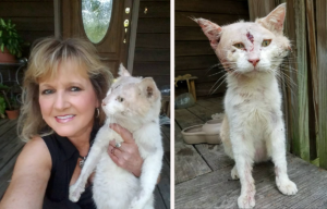 Pam Latham with Battle Cat