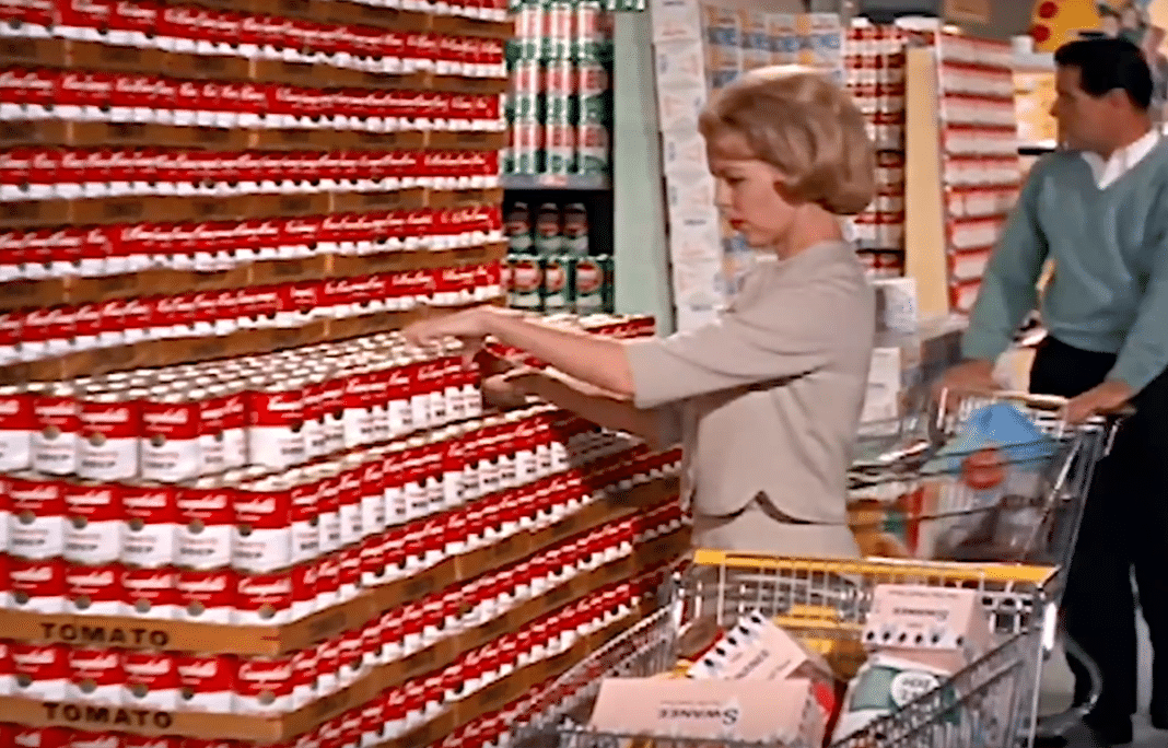 Campbell's Soup cans in vintage ad via YouTube