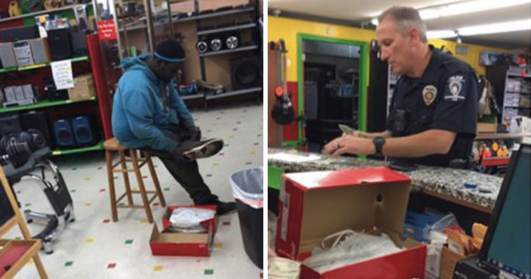 Man’s card gets declined at store, so cop returns with him to buy the same shoes