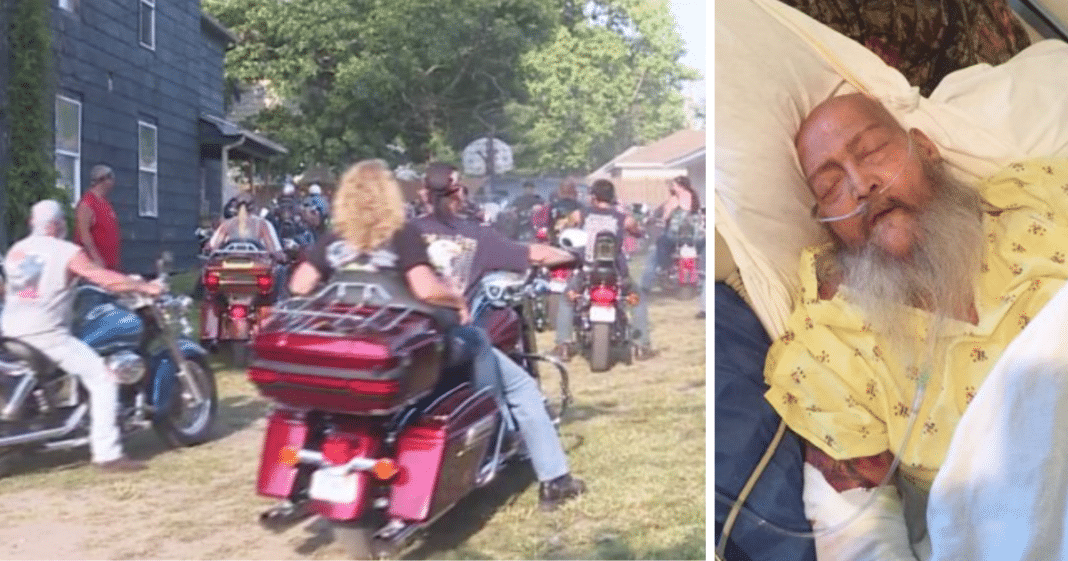 Dying man wishes to hear Harley’s roar one last time, so over 100 bikers surround his home