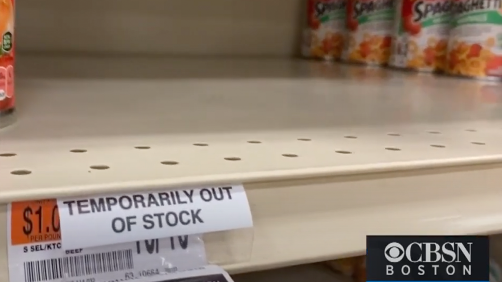 Store shelves are empty of SpaghettiOs
